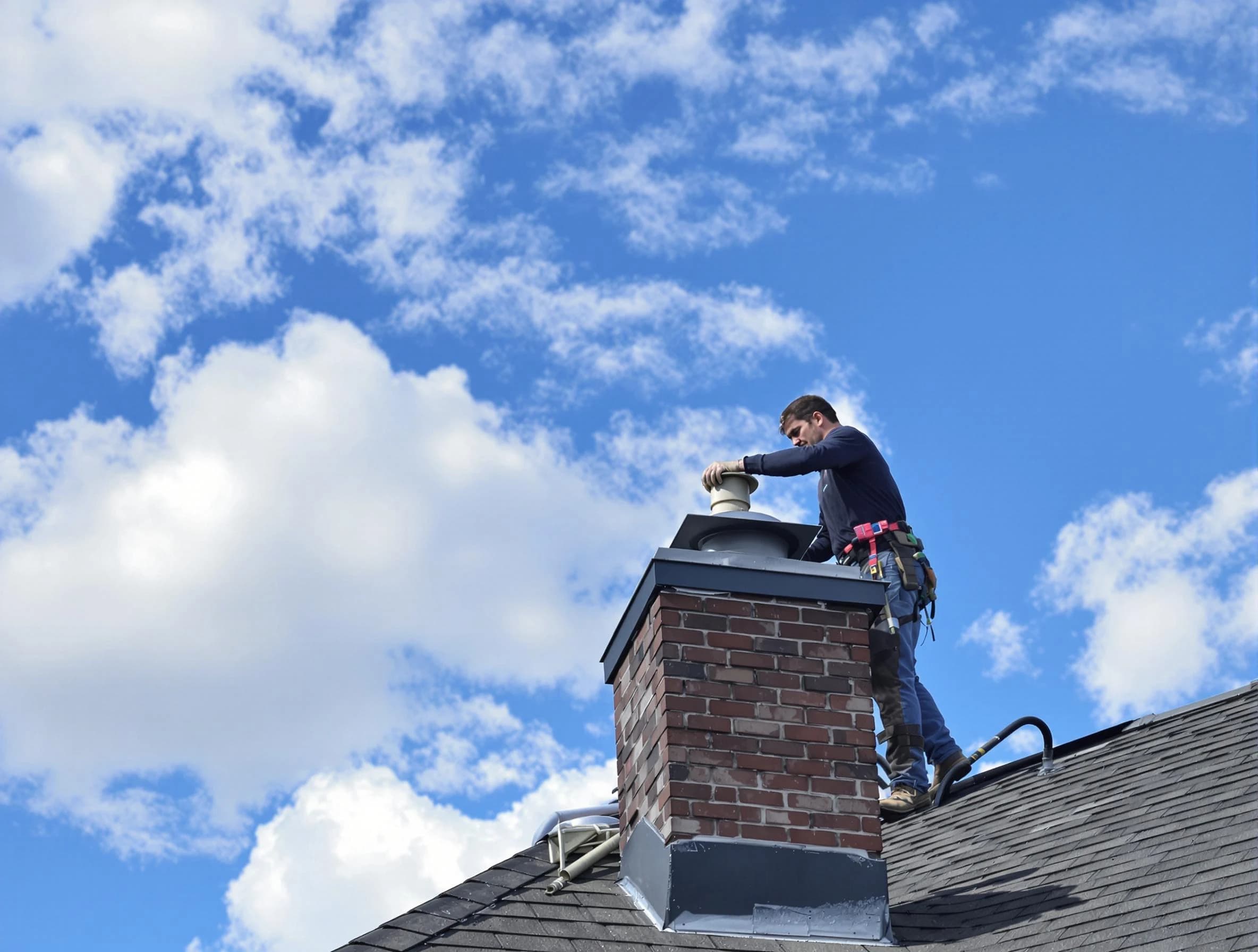 Villa Rica Chimney Sweep installing a sturdy chimney cap in Villa Rica, GA