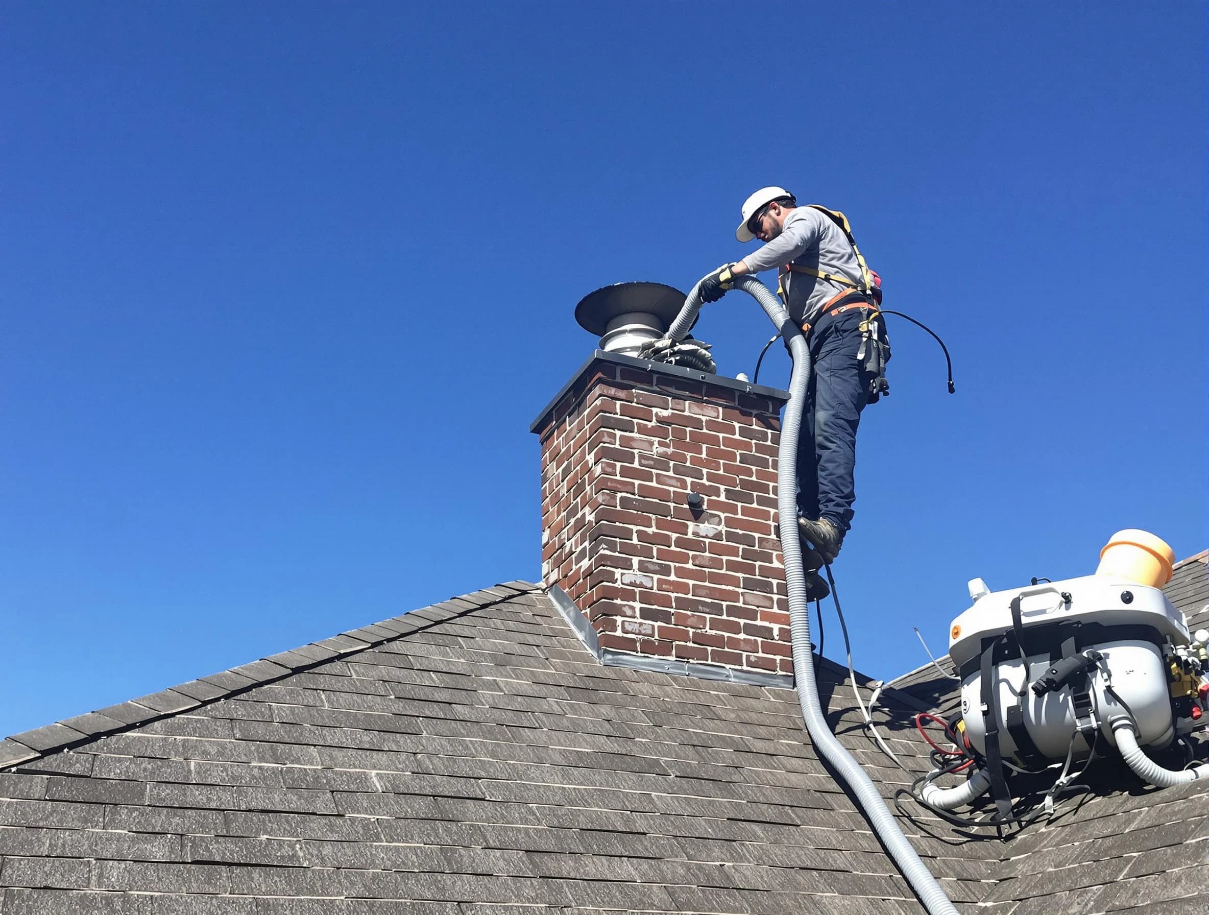 Dedicated Villa Rica Chimney Sweep team member cleaning a chimney in Villa Rica, GA
