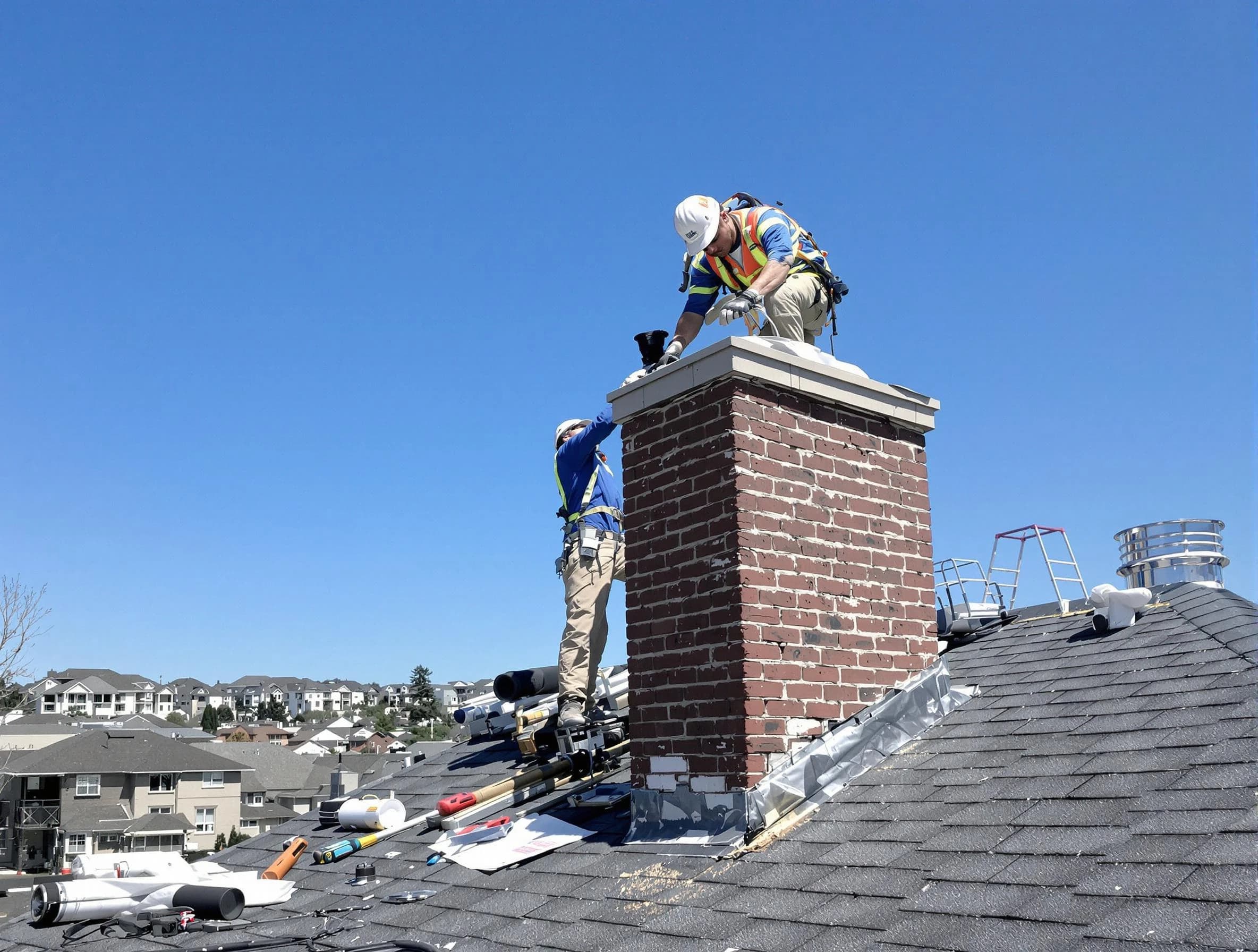 Villa Rica Chimney Sweep repairing a chimney crown in Villa Rica, GA