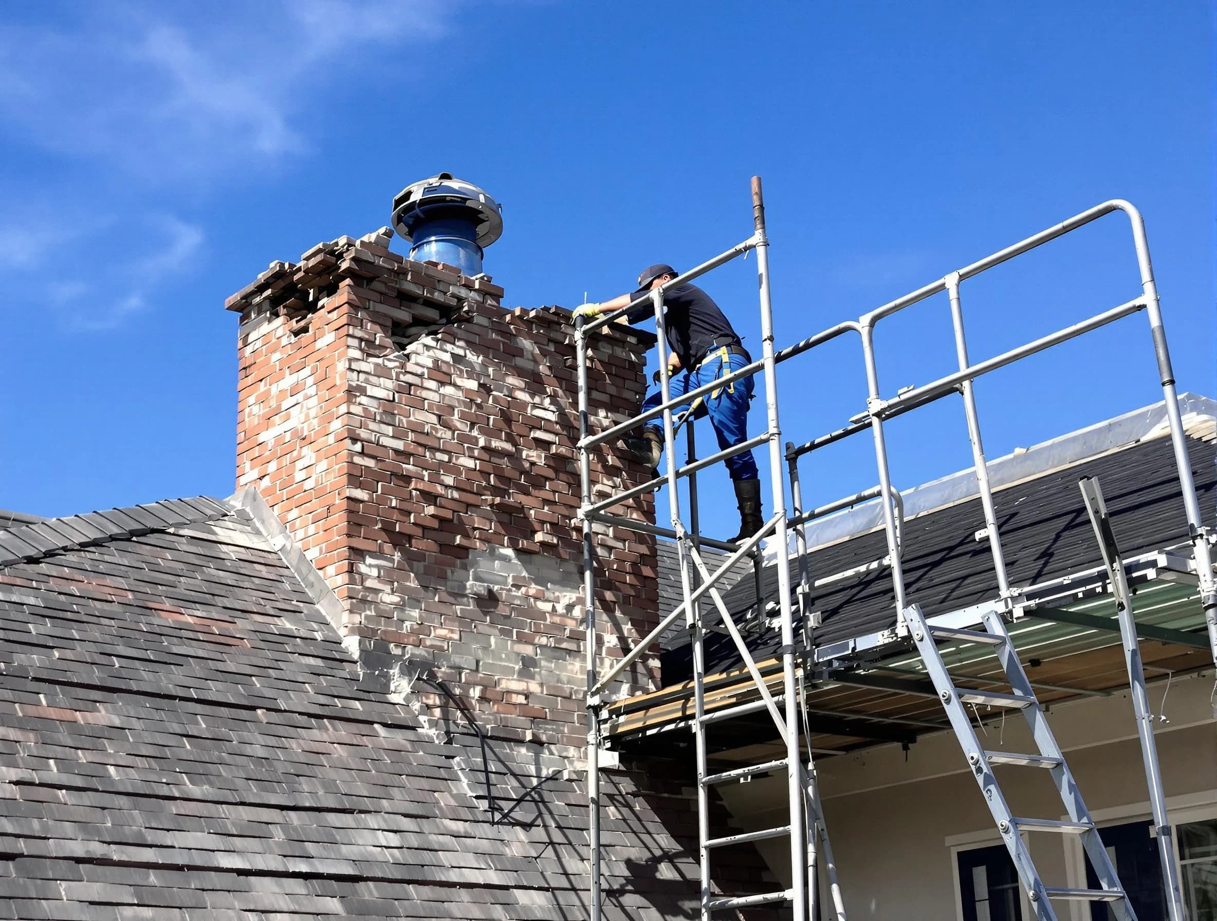 Rebuilding a chimney structure by Villa Rica Chimney Sweep in Villa Rica, GA