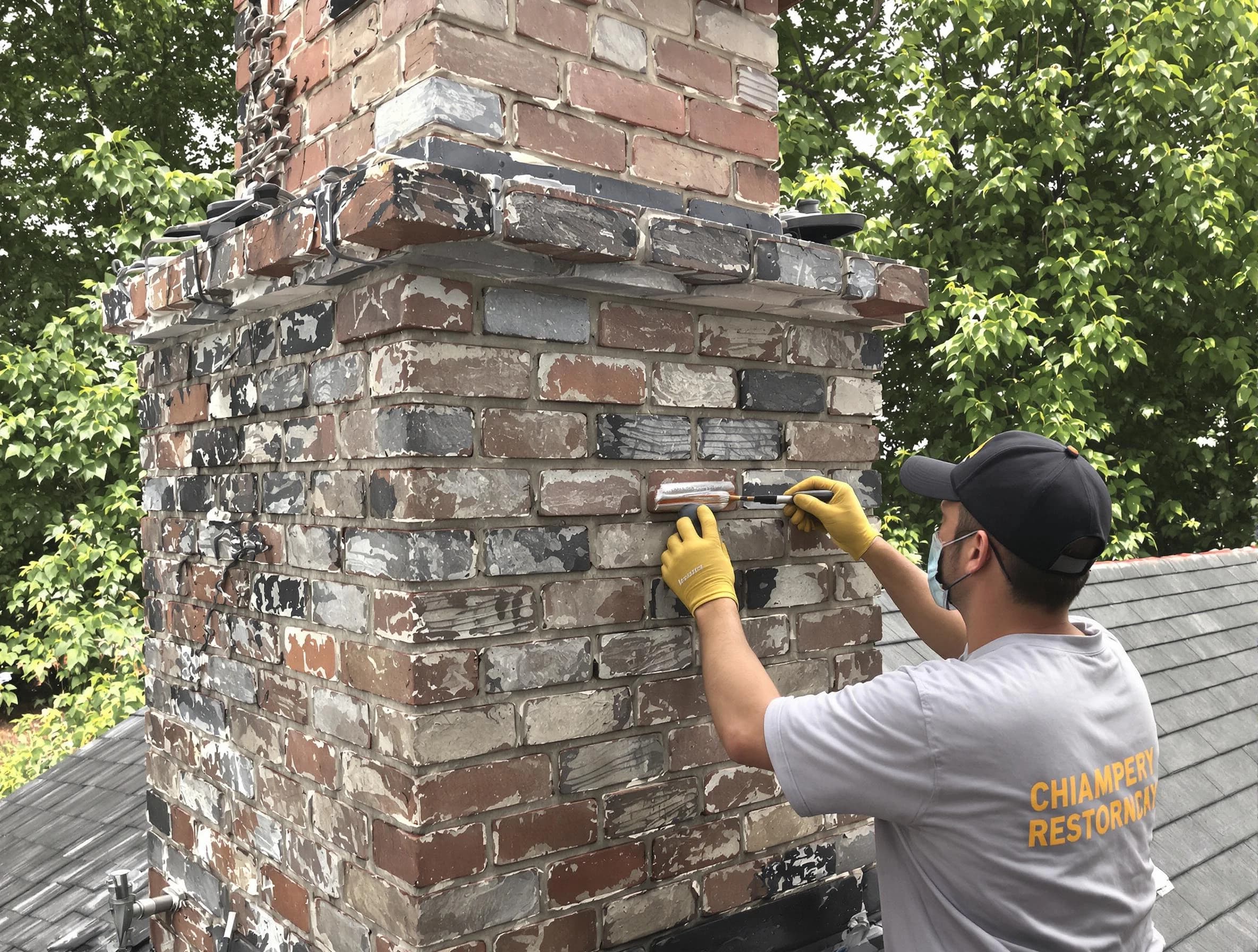 In-progress chimney restoration by Villa Rica Chimney Sweep in Villa Rica, GA