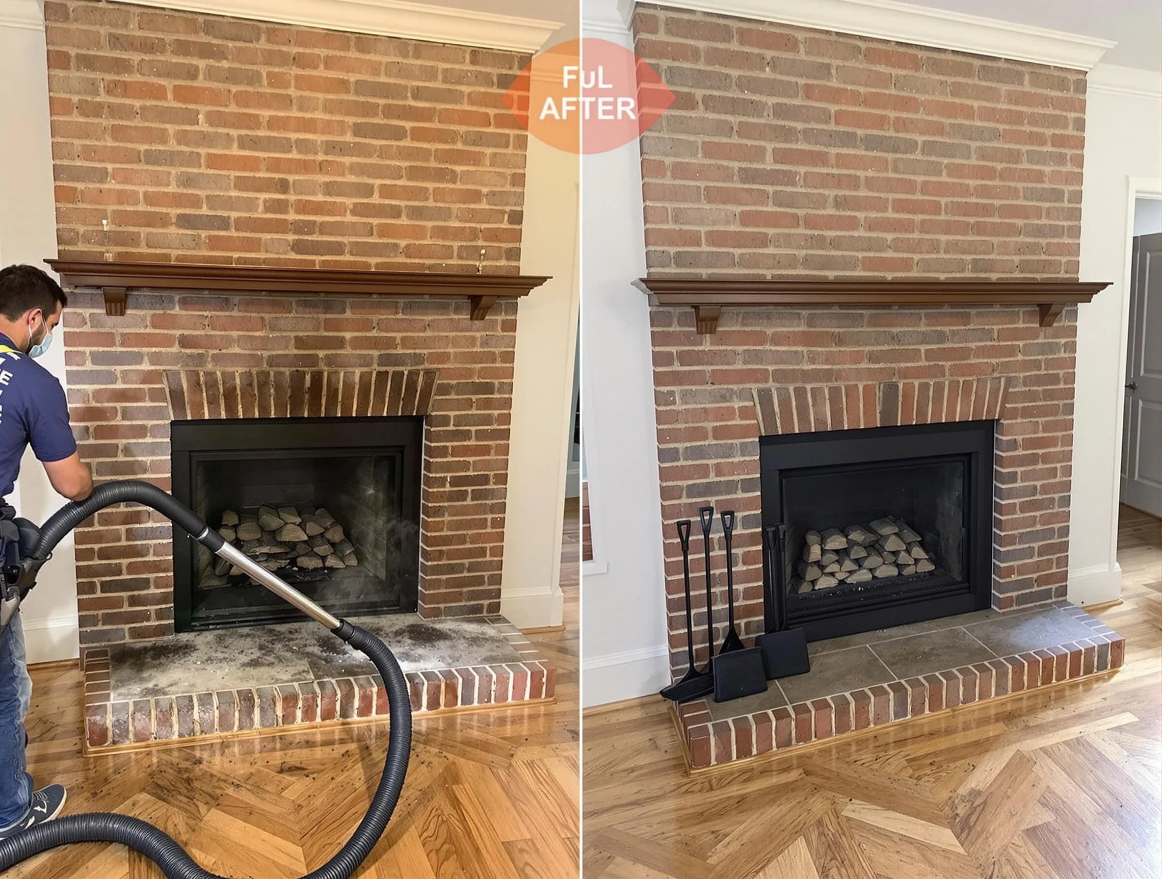 Villa Rica Chimney Sweep carefully sanitizing a fireplace in Villa Rica, GA