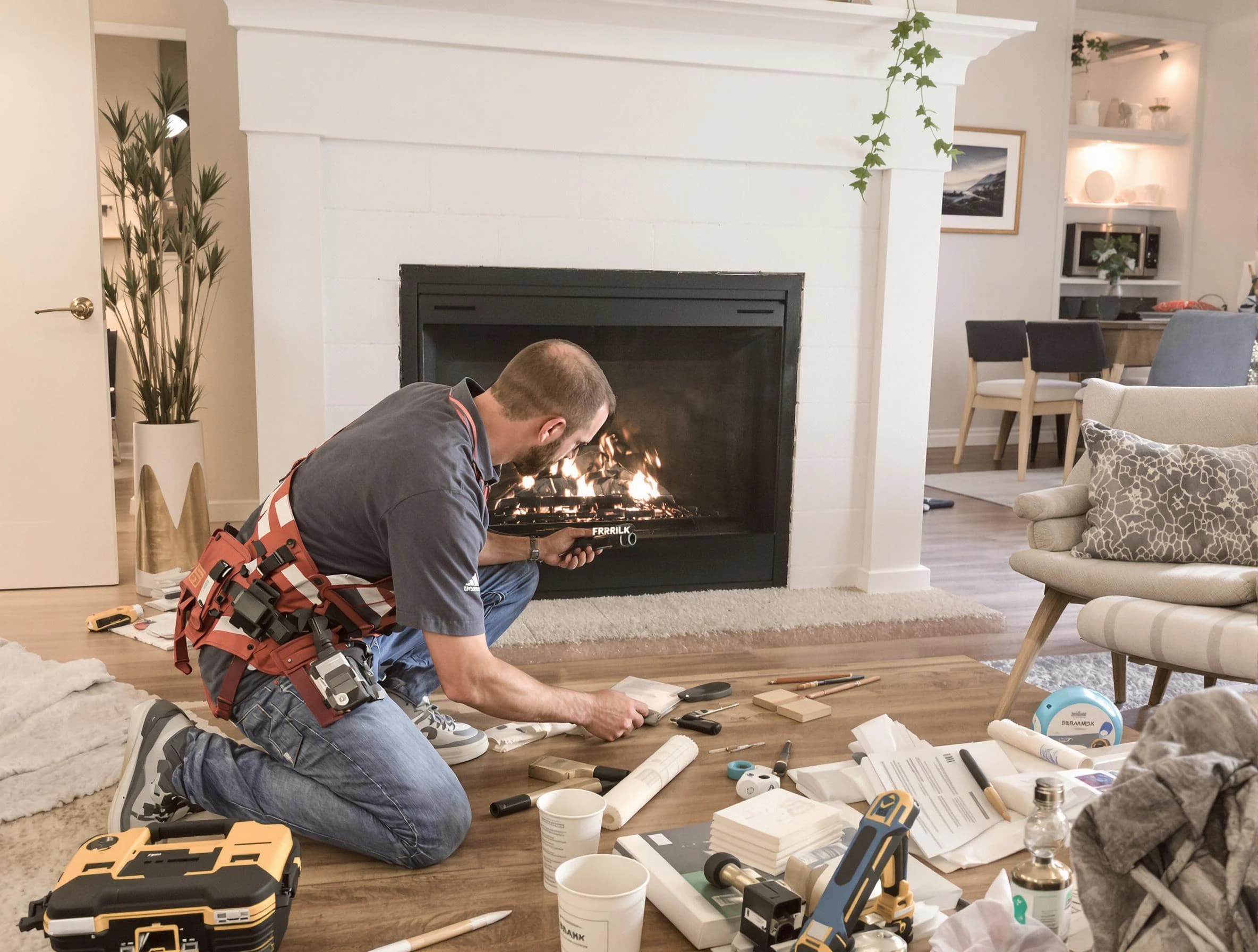 Villa Rica Chimney Sweep performing fireplace repair in Villa Rica, GA