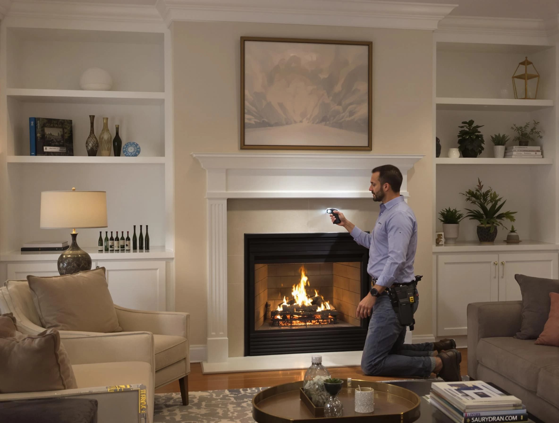 Villa Rica Chimney Sweep conducting a fireplace safety inspection in Villa Rica, GA