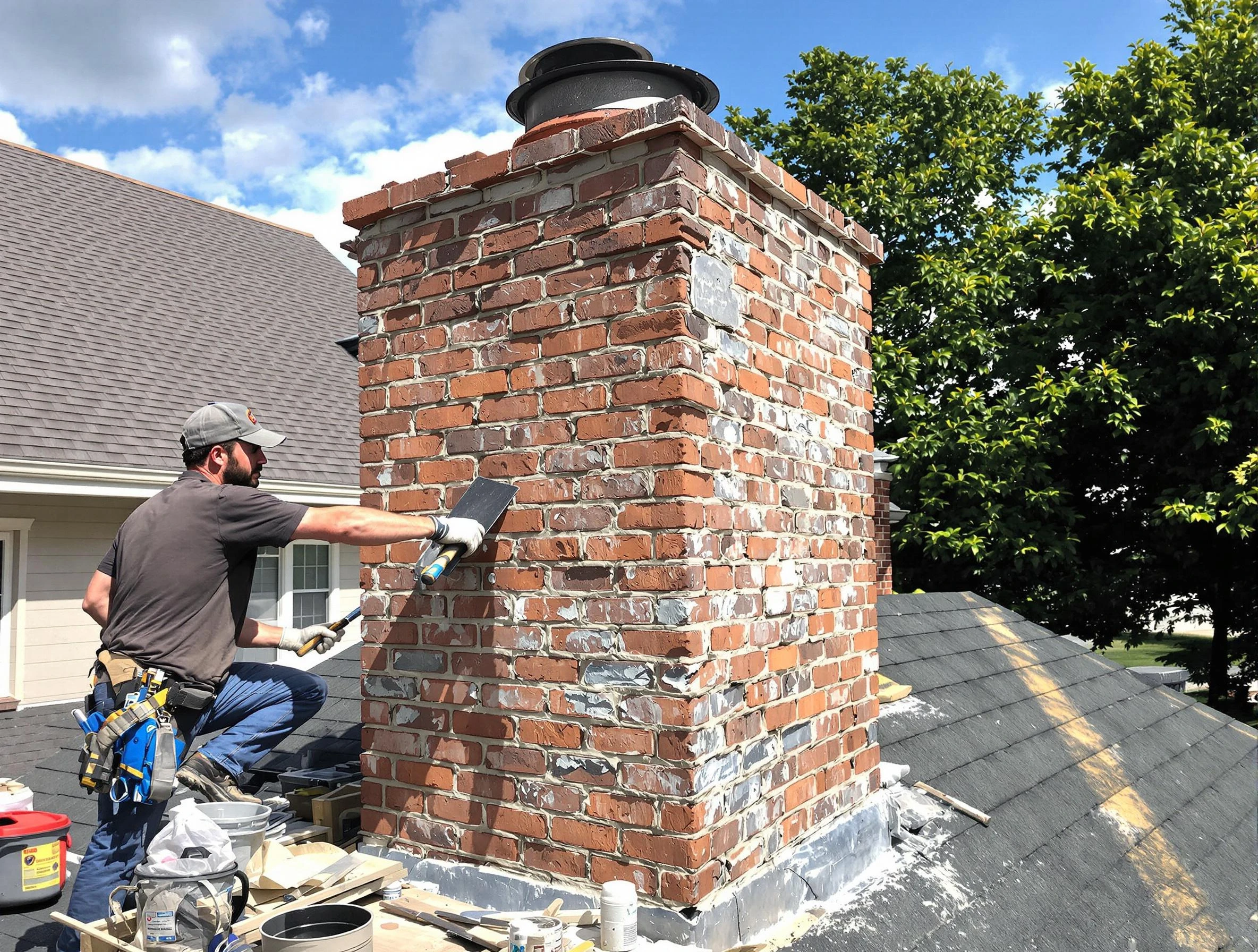 Completed chimney rebuild by Villa Rica Chimney Sweep in Villa Rica, GA