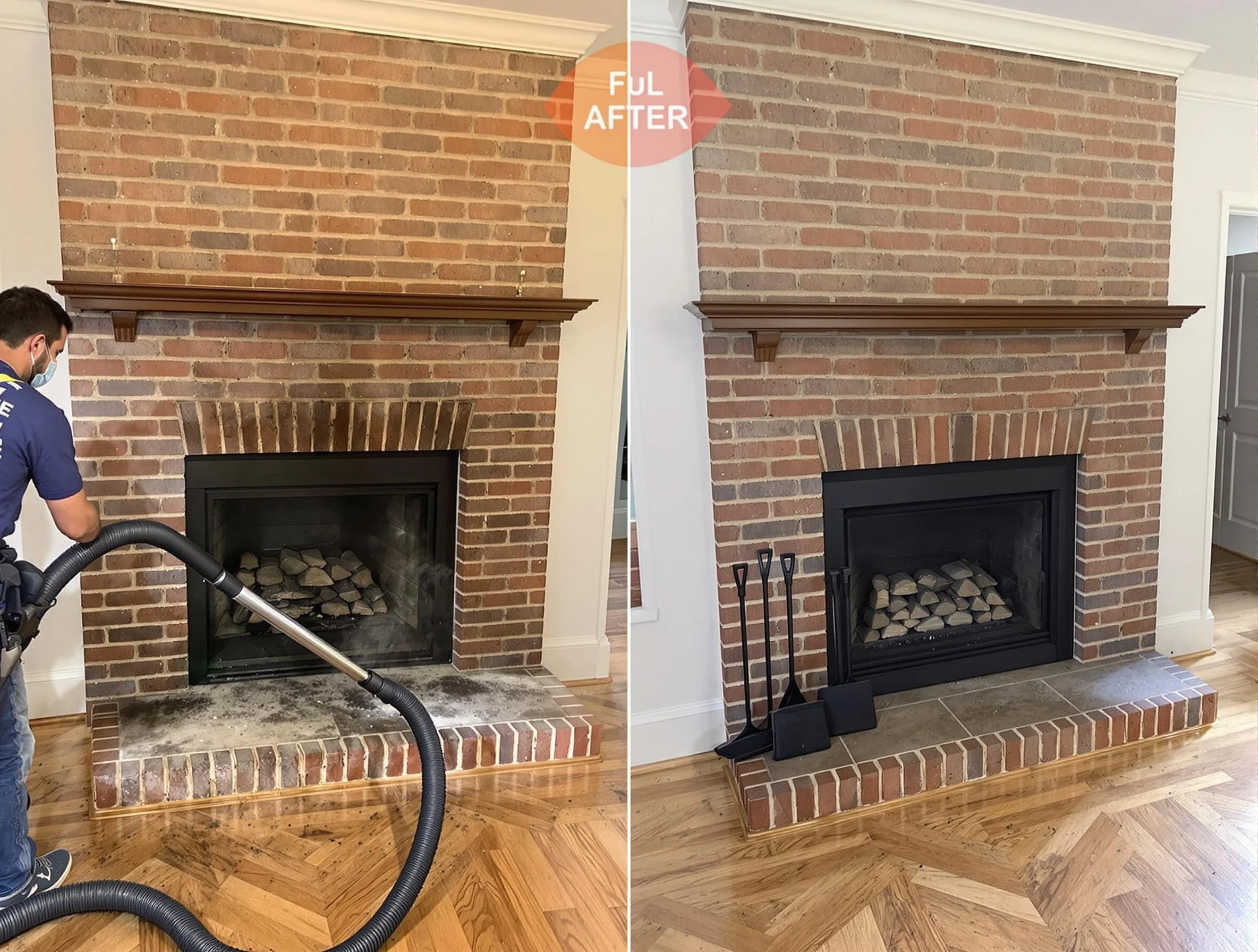 Villa Rica Chimney Sweep carefully sanitizing a fireplace in Villa Rica, GA