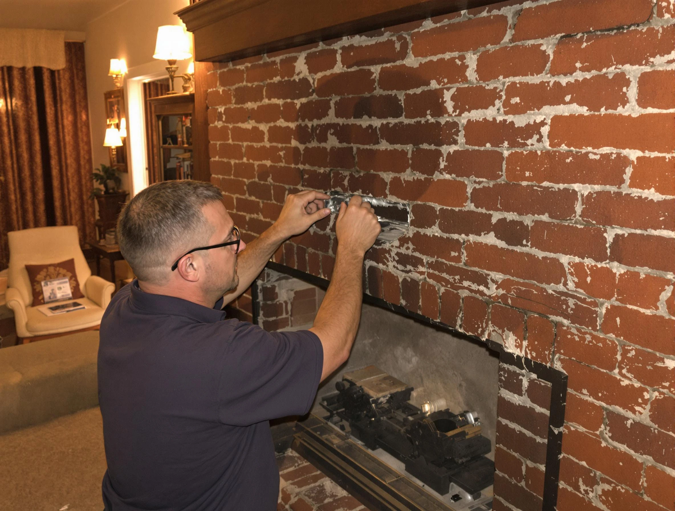 Villa Rica Chimney Sweep expert fixing a fireplace in Villa Rica, GA